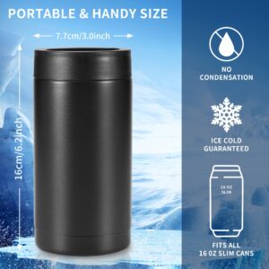 Olerd 16oz Double wall Stainless Steel Insulated Can Cooler, Bottle or Tumbler for Slim Beer & Hard Seltzer Cans, Beer Bottle Holder (BLACK)