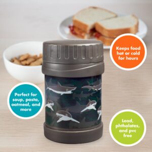 Bentology Stainless Steel Insulated 13oz Thermos for Kids - Shark - Large Leak-Proof Lunch Storage Jar for Hot or Cold Food, Soups, Liquids - BPA Free - Fits in Most Lunch Boxes and Bags