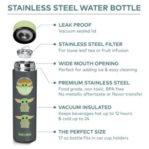 Controller Gear The Mandalorian The Child, Vacuum Insulated Stainless Steel Sport Water Bottle, Leak Proof, Wide Mouth, 17 oz, 500 ML (DWDSXXBTS-0MTC1)