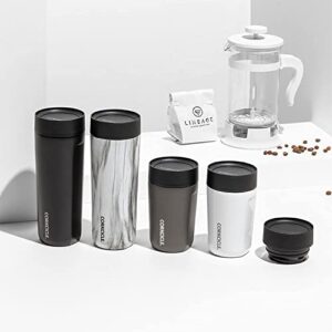 Corkcicle Commuter Cup Insulated Stainless Steel Leakproof Travel Coffee Mug Keeps Beverages Cold for 9 Hours and Hot for 3 Hours, Snowdrift, 17 oz