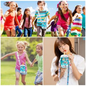 MooLamps Ice Cream Popsicle Cups,Juice Drinking Cups Cute 3D sticker Ice Cream Bar Water Bottles with BPA-Free Straws Adjustable Shoulder Strap for Boys Girls Adult Sports Bottles