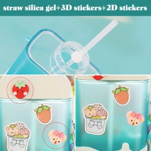 MooLamps Ice Cream Popsicle Cups,Juice Drinking Cups Cute 3D sticker Ice Cream Bar Water Bottles with BPA-Free Straws Adjustable Shoulder Strap for Boys Girls Adult Sports Bottles