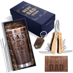 unboxment dad gifts, best dad ever gifts basket, retro vintage birthday gifts for dad men, fathers day, tumbler mug, multitool, keychain, card, with stylish gift box