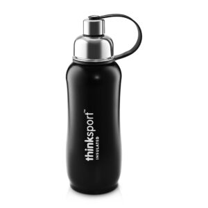 thinksport stainless steel sports bottle, black, 25 oz