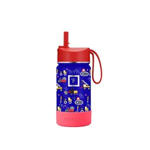 iron flask kids water bottle spring bundle with silicone boot, spring kids gift, insulated, cute, durable, fun - construction 14oz