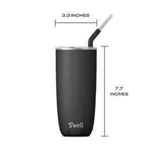 S'well Stainless Steel Tumbler with Straw and Slide-Open Lid, 24oz, Onyx, Triple Layered Vacuum Insulated Containers Keeps Drinks Cold for 18 Hours and Hot for 5, BPA Free