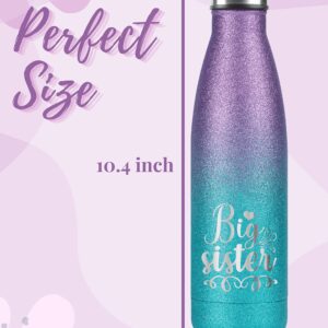 Onebttl Big Sister Gifts for daughter, Insulated Stainless Steel Water Bottle, For Big Sis on Birthday/Pregnancy announcement, 17 oz, Violet-Blue Gradient Glitter