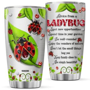 9sunflower ladybugs jewelry style coffee tumbler cute birthday gifts for girls women animal lovers travel mug with lid insulated cup inspirational quotes cold drinking vacuum mugs