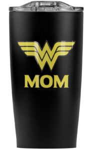 wonder woman wonder mom logo stainless steel tumbler 20 oz coffee travel mug/cup, vacuum insulated & double wall with leakproof sliding lid
