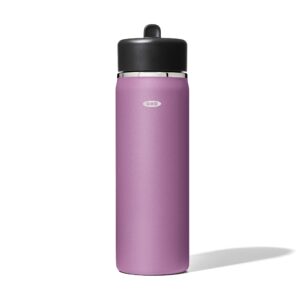 oxo strive 20oz wide mouth water bottle with straw lid - amethyst