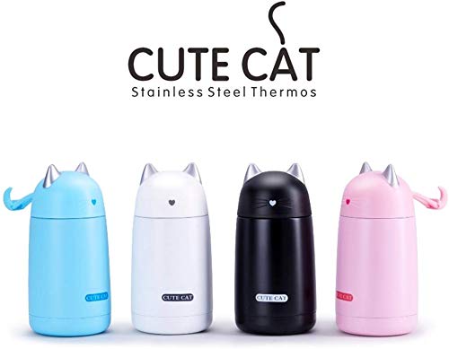 11.5oz Cute Cat Vacuum Insulated Cup Stainless Steel Mini Cartoon Water Bottle Travel Coffee Mug with Brush and Spoon Set Good for Cat Lovers