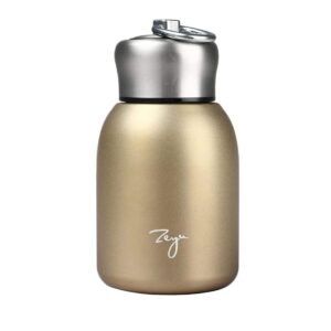 10.15oz/300ml mini thermal mug leak proof vacuum flasks travel thermos stainless steel drink water bottle thermos cups for indoor and outdoor (gold)