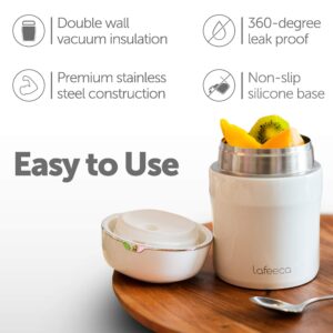 Lafeeca Thermos Food Jar Vacuum Insulated Lunch Box Leak Proof Storage Container 17 oz - White