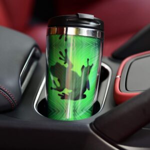 NVJUI JUFOPL Frog Shadow Travel Coffee Mug, With Flip Lid, Tumbler Coffe Cup Water or Home Holiday Birthday Gifts for Men Women, Stainless Lined Bottle Cup 15 OZ