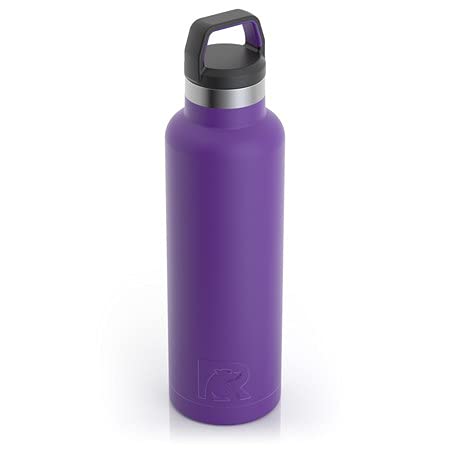 RTIC 20 oz Vacuum Insulated Water Bottle, Metal Stainless Steel Double Wall Insulation, BPA Free Reusable, Leak-Proof Thermos Flask for Hot and Cold Drinks, Travel, Sports, Camping, Majestic Purple