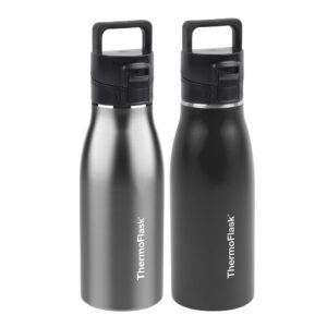 thermoflask travel 17oz fliplock mug 2pack onyx,steel