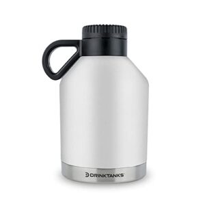 drinktanks - session growler, tumbler with handle, passivated stainless steel growlers for beer, leakproof and vacuum insulated beverage tumbler, soda, wine, coffee, 32 oz, glacier