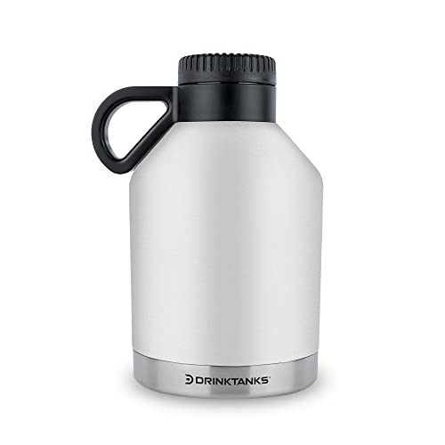 DrinkTanks - Session Growler, Tumbler with Handle, Passivated Stainless Steel Growlers for Beer, Leakproof and Vacuum Insulated Beverage Tumbler, Soda, Wine, Coffee, 32 Oz, Glacier