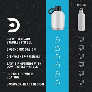 DrinkTanks - Session Growler, Tumbler with Handle, Passivated Stainless Steel Growlers for Beer, Leakproof and Vacuum Insulated Beverage Tumbler, Soda, Wine, Coffee, 32 Oz, Glacier