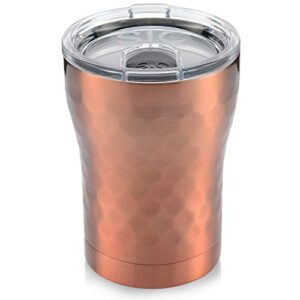 seriously ice cold sic 12oz insulated travel tumbler mug, premium double wall stainless steel, leak proof bpa free lid (hammered copper)
