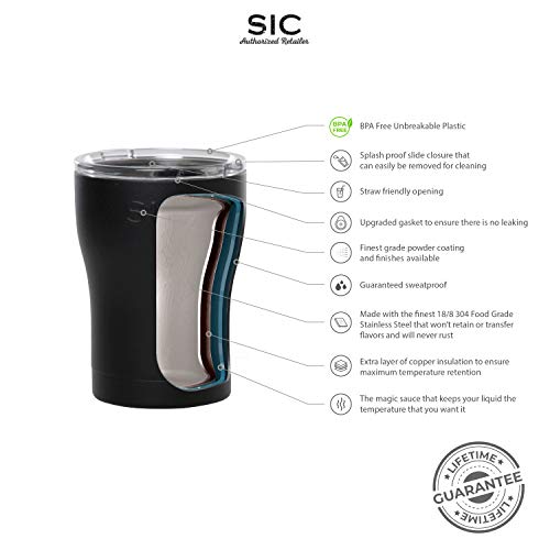 Seriously Ice Cold SIC 12oz Insulated Travel Tumbler Mug, Premium Double Wall Stainless Steel, Leak Proof BPA Free Lid (Hammered Copper)