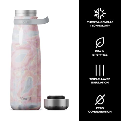 S'well Stainless Steel Traveler With Handle, 40oz, Geode Rose, Triple Layered Vacuum Insulated Containers Keeps Drinks Cold for 60 Hours and Hot for 20, BPA Free, Easy Carrying On the Go
