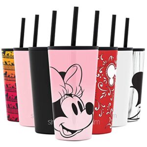 simple modern disney character insulated tumbler cup with flip lid and straw lid | reusable stainless steel water bottle iced coffee travel mug | classic collection | 16oz minnie mouse on blush