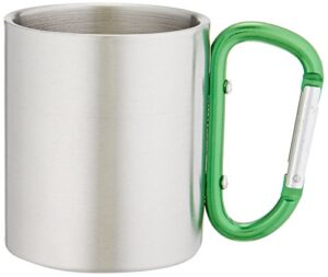 outdoor rx stainless steel carabiner mug (green, 8-ounce)