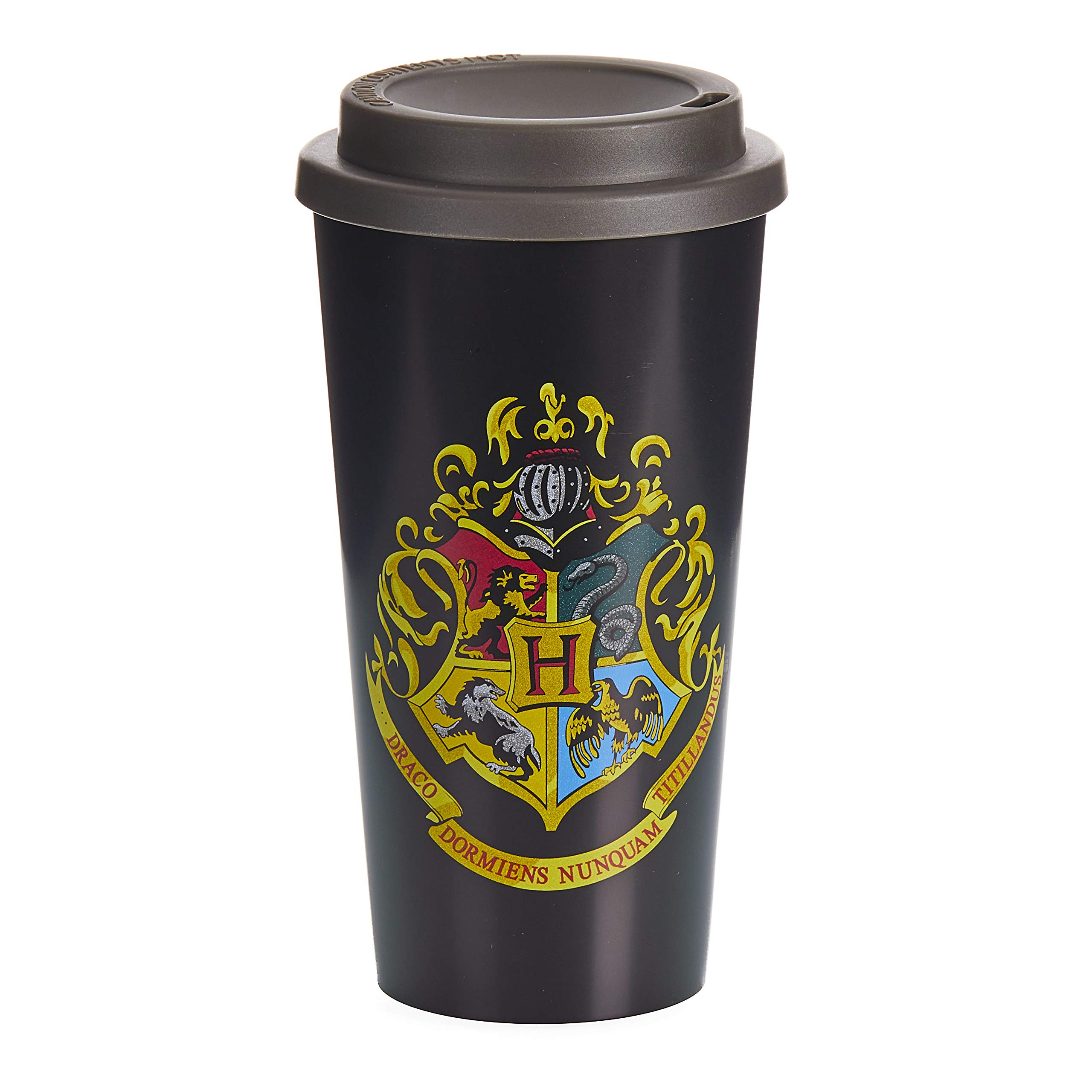 Paladone Hogwarts Crest Plastic Travel Mug - Officially Licensed Harry Potter Merchandise