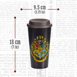 Paladone Hogwarts Crest Plastic Travel Mug - Officially Licensed Harry Potter Merchandise