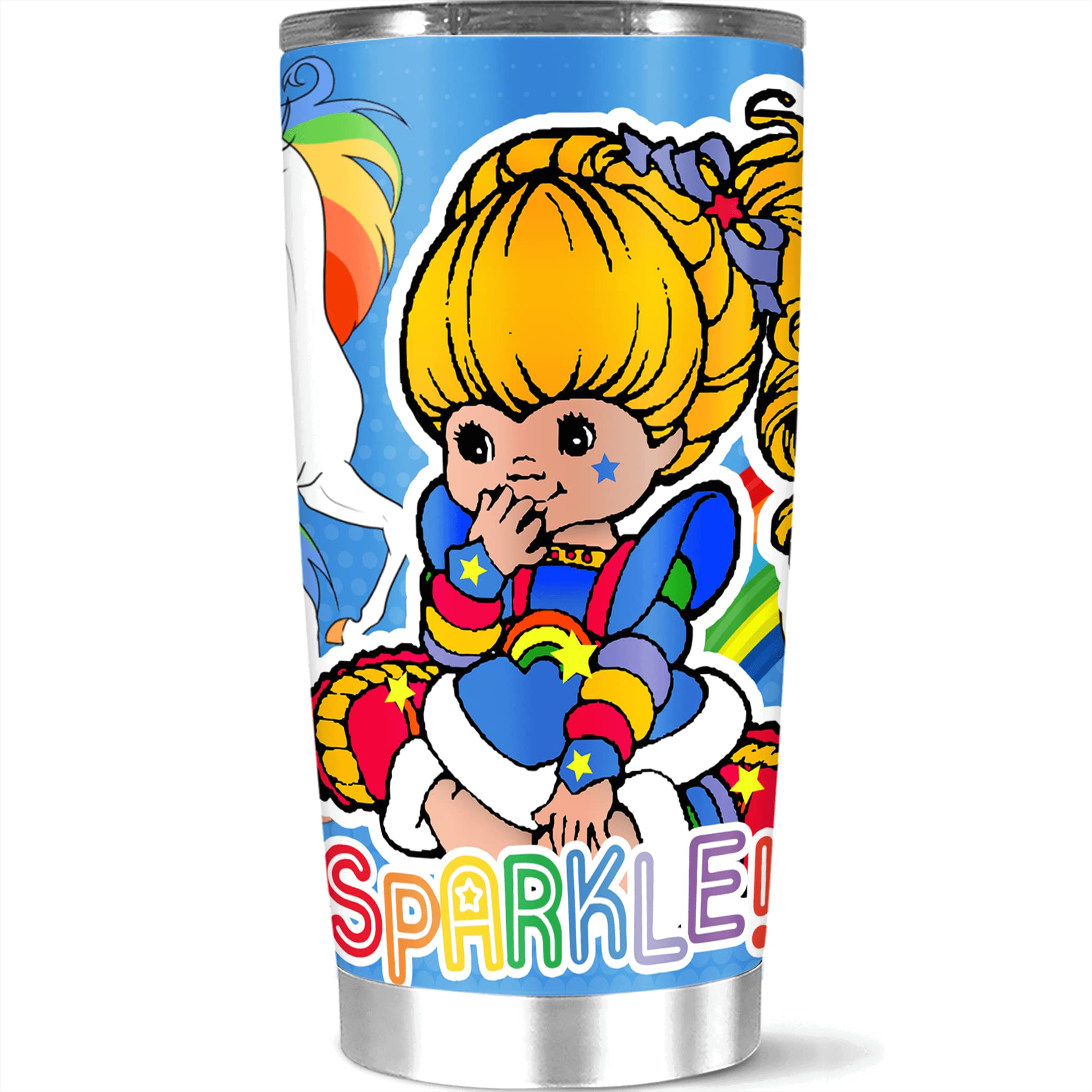 Tumbler Insulated Stainless Steel 20 oz rainbow Wine brite Coffee Tea Hot Cold Iced Water Botter Gifts for Family and Friends