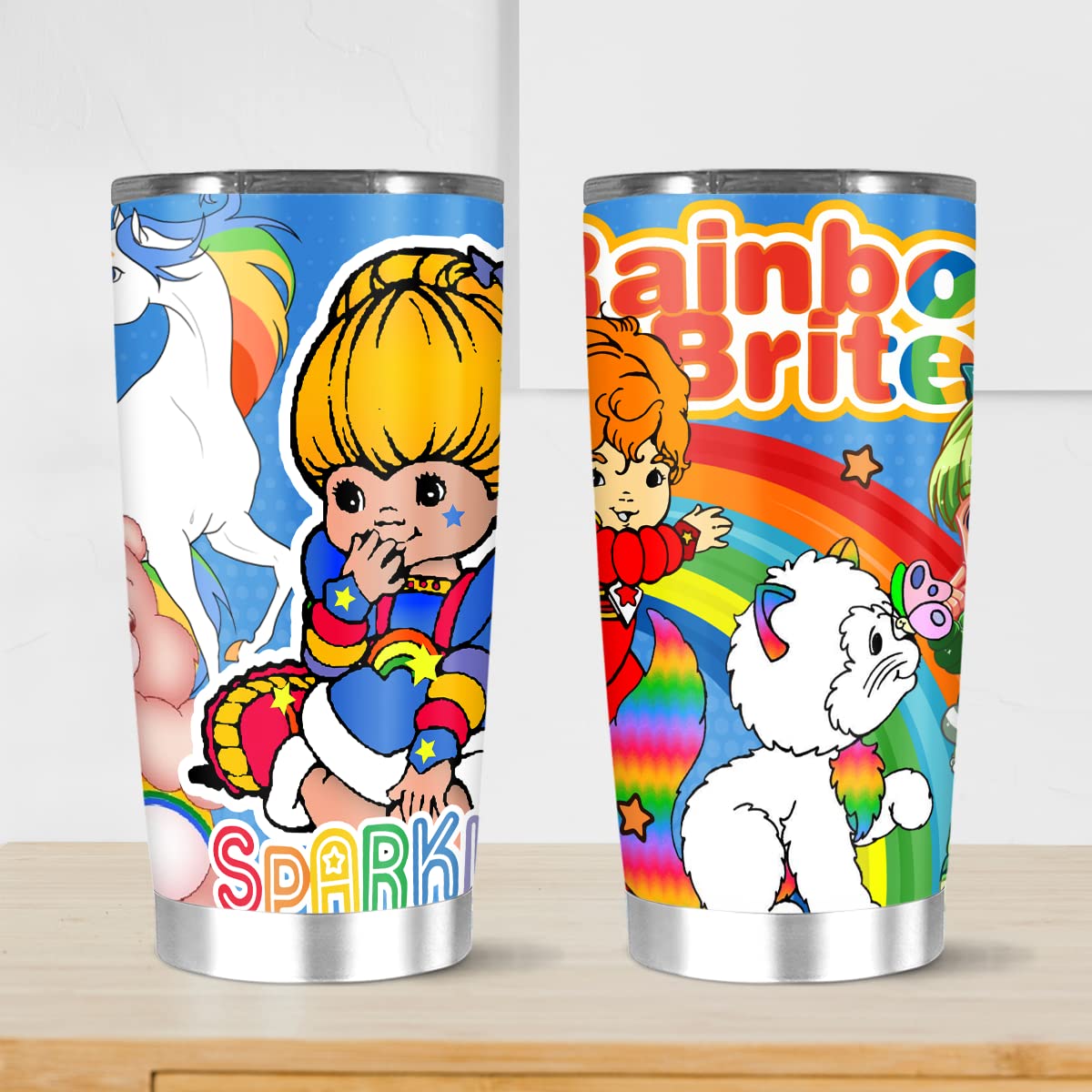 Tumbler Insulated Stainless Steel 20 oz rainbow Wine brite Coffee Tea Hot Cold Iced Water Botter Gifts for Family and Friends