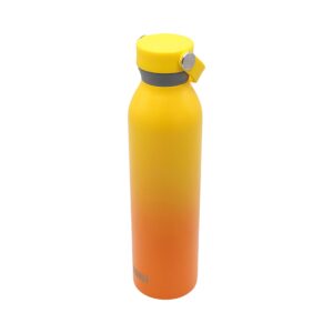 built 24 ounces cascade double wall vacuum insulated stainless steel bottle with twist lid with handle, yellow and orange citrus sunrise ombre