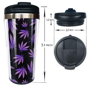 NVJUI JUFOPL Men Women Ganja Marijuana Weed Travel Coffee Mug, Stainless Steel, With Flip Lid, 14 oz Funny Cup for Holiday