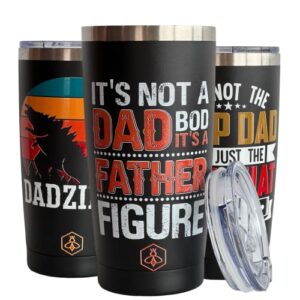 biddlebee gifts for dad travel coffee mug w/slider lid | 20oz spill proof stainless steel insulated cup | dad gifts | gifts for fathers day | birthday gifts for dad | gifts for him | dad bod