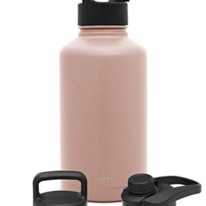 Simple Modern Water Bottle with Straw, Handle, and Chug Lid Vacuum Insulated Stainless Steel Metal Thermos Bottles | Half Gallon Leak Proof BPA-Free Sports Flask | Summit Collection | 64oz, Rose Gold