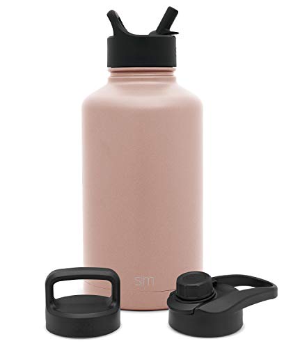 Simple Modern Water Bottle with Straw, Handle, and Chug Lid Vacuum Insulated Stainless Steel Metal Thermos Bottles | Half Gallon Leak Proof BPA-Free Sports Flask | Summit Collection | 64oz, Rose Gold