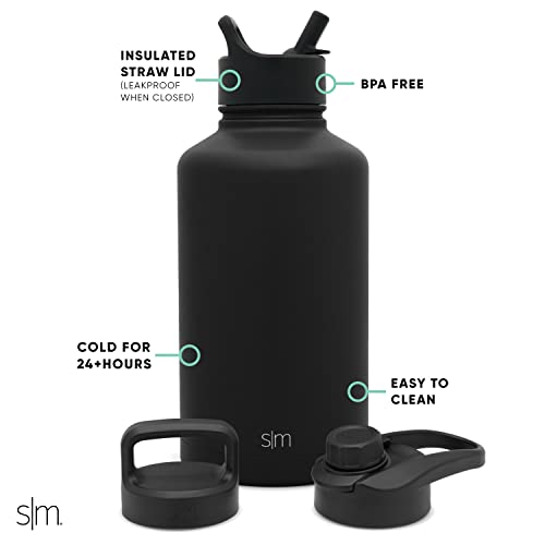 Simple Modern Water Bottle with Straw, Handle, and Chug Lid Vacuum Insulated Stainless Steel Metal Thermos Bottles | Half Gallon Leak Proof BPA-Free Sports Flask | Summit Collection | 64oz, Rose Gold