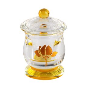 vosarea crystal glass offering cup lotus printed holy water cup buddhist offering bowl tibetan altar cup buddha worship utensil supplies