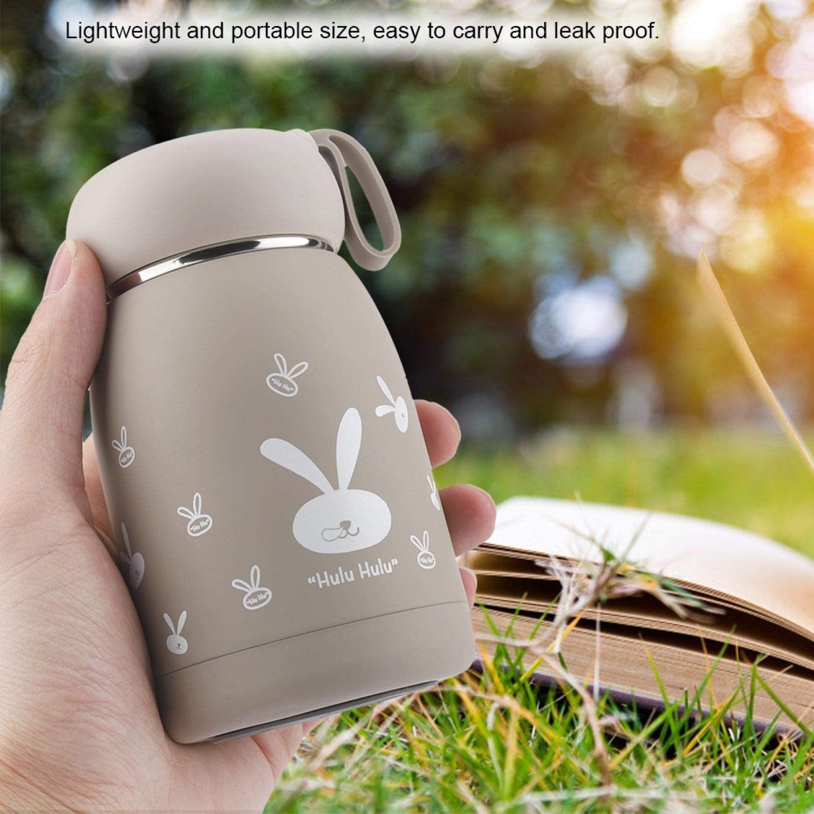 Vacuum Cup Insulated Coffee Bottle, 320ml Mini Vacuum Mug Cute Thermos, Stainless Steel Mini Thermos Travel Mug, Magic Rabbit Tea Milk Bottle, for Adult, Office Car Outdoor Use