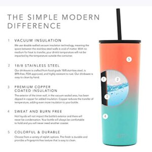 Simple Modern Insulated Tumbler with Lid and Straw | Iced Coffee Cup Reusable Stainless Steel Water Bottle Travel Mug | Gifts for Women Men Her Him | Classic Collection | 16oz | Havana