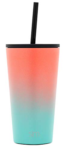 Simple Modern Insulated Tumbler with Lid and Straw | Iced Coffee Cup Reusable Stainless Steel Water Bottle Travel Mug | Gifts for Women Men Her Him | Classic Collection | 16oz | Havana