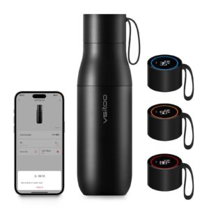 vsitoo triple insulated water bottle with carry handle - 15 oz insulated stainless-steel rechargeable water bottle with water quality detection, keep drink hot/cold, bpa free,perfect for travel or gym