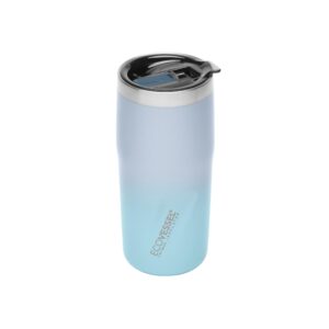 ecovessel metro vacuum stainless steel tumbler cup, insulated water bottle, travel coffee mug with slider lid and non slip base iced coffee cup - 16 oz (coastal mist)