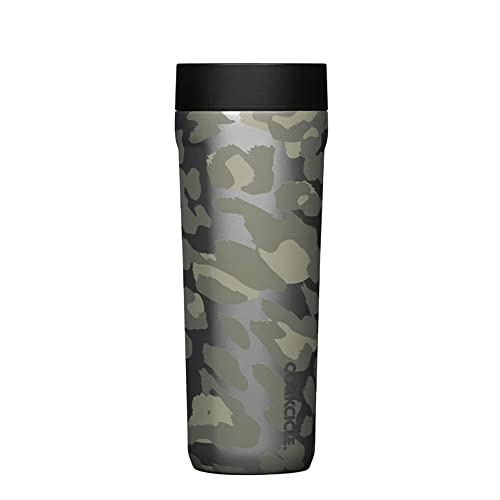 Corkcicle Commuter Cup Insulated Stainless Steel Leak Proof Travel Coffee Mug Keeps Beverages Cold for 9 Hours and Hot for 3 Hours,Snow Leopard, 17 oz