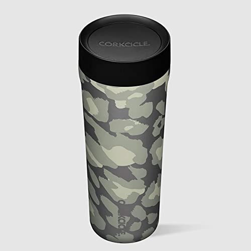 Corkcicle Commuter Cup Insulated Stainless Steel Leak Proof Travel Coffee Mug Keeps Beverages Cold for 9 Hours and Hot for 3 Hours,Snow Leopard, 17 oz