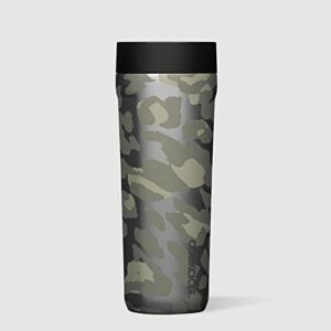 Corkcicle Commuter Cup Insulated Stainless Steel Leak Proof Travel Coffee Mug Keeps Beverages Cold for 9 Hours and Hot for 3 Hours,Snow Leopard, 17 oz