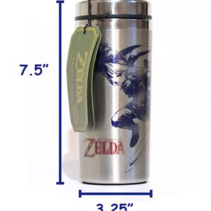 Paladone The Legend of Zelda Metal Tumbler, Double-Walled Stainless Steel Travel Mug, Gifts for Legend of Zelda Gamers