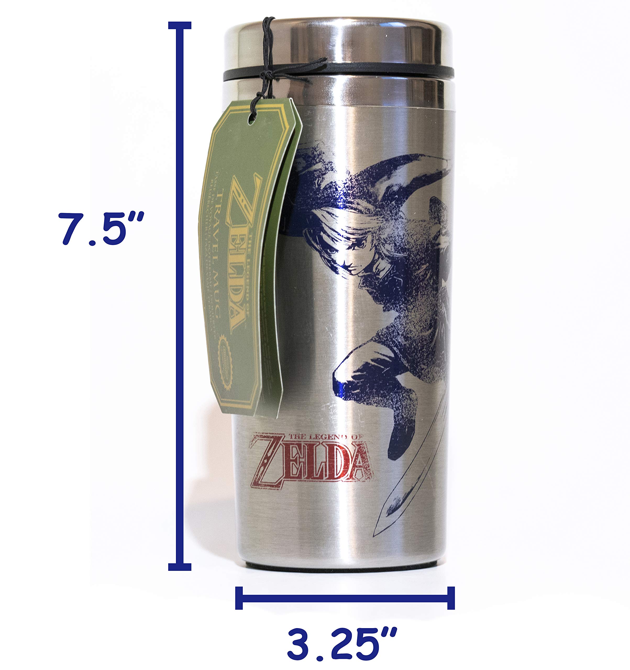 Paladone The Legend of Zelda Metal Tumbler, Double-Walled Stainless Steel Travel Mug, Gifts for Legend of Zelda Gamers