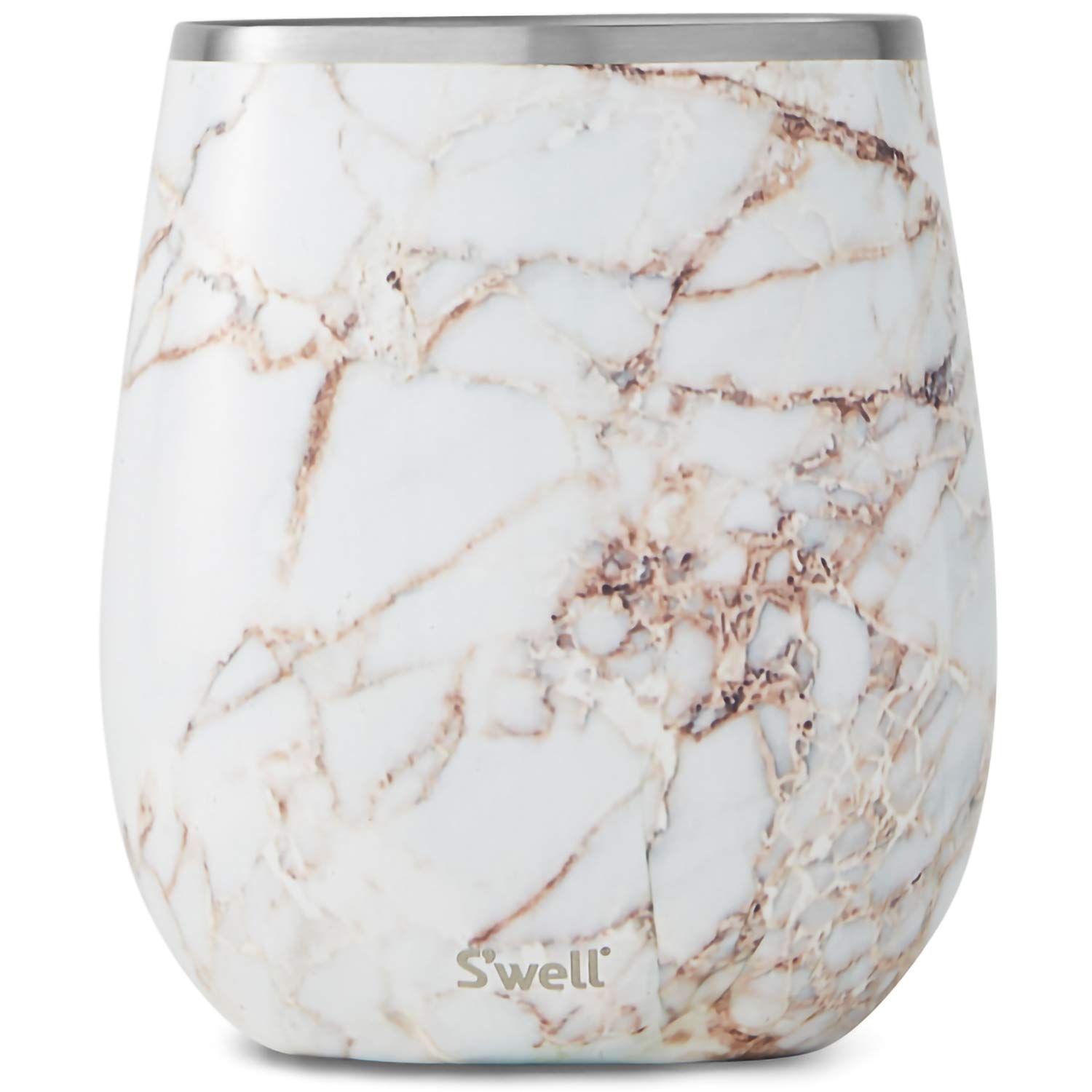 S'well Stainless Steel Wine Tumbler - 9 Fl Oz - Calcatta Gold - Triple-Layered Vacuum-Insulated Container Designed to Keep Drinks Colder, Longer - BPA-Free Barware Accessories